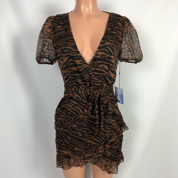 Majorelle Brin Dress Brown Zebra Mini Short Sleeve - Picture 3 of 8